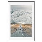 FLYJOE 24x36 Metal Picture Frame For Wall With Mat For 20x30, 24''x36'' Aluminum Photo Frames With Tempered Glass For Home Decor, Minimalist Modern Poster Frame Horizontal And Vertical Formats, Black