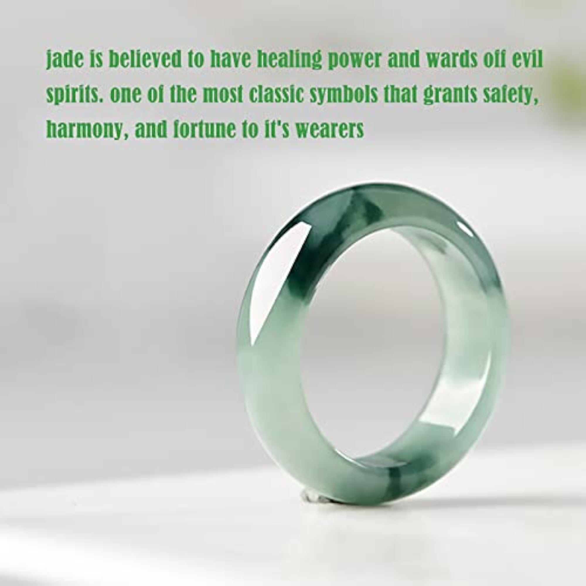 Natural Green Jade Ring, Lucky Charm for Women
