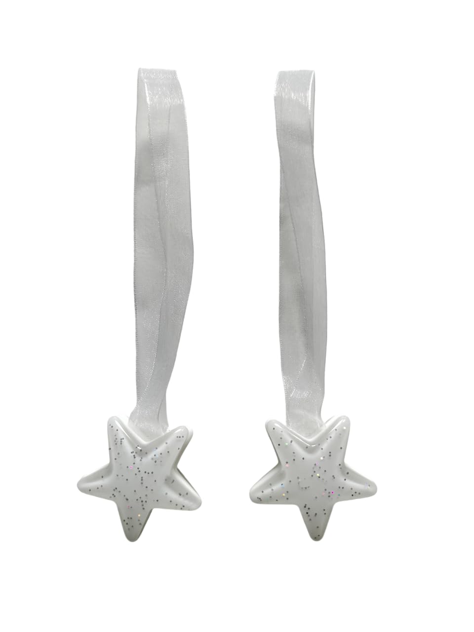 Coppia di Calamite per Tende - Semplici di Forma Stella (Stile Glitter) - In Vari Colori (BIANCO)