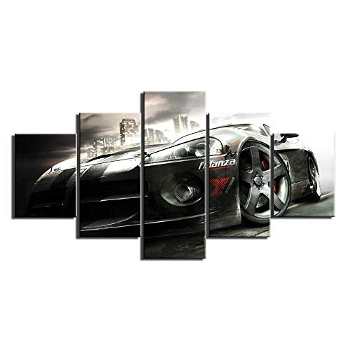 Toile tableau super voiture de sport rétro classique 5 pièces pour déco murale de salon