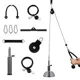 Kacsoo Máquina de Cable Gimnasio, polea de elevación y Descenso Lateral Sistema de Cable Gimnasio, Barra Recta + Cuerda de tríceps + Polea silenciosa de Mesa giratoria de 360 ​​° para Entrenamiento