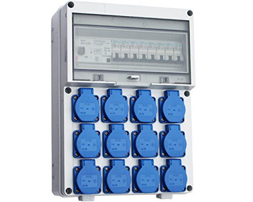 Preisvergleich Produktbild Wandverteiler 12x 230V FI Stromverteiler Steckdosenverteiler Verteiler Feuchtraumverteiler ELO13-13