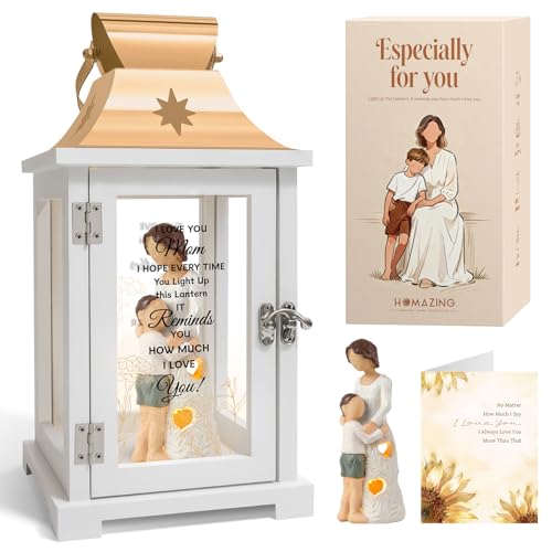 Gifts for Mom from Son - Unique Mothes Day Birthday Gifts for Mom from Son I Love You Mom Gifts Lantern - Thanksgiving for Mom from Son Mother Son Figurine Lantern