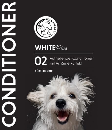 Annimally White Plus Conditioner - Natürliche FellspüLung mit Sheabutter für strahlend weißes Fell, ph-neutrale, feuchtigkeitsspendende Pflege für weißes Fell ohne Bleichmittel & Parfüm - 500 ml