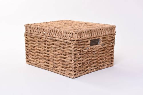 Flechtkorb Regalkorb Schrankkorb Deckel Wasserhyazinthe natur „Kira“ – 26 x 34 x 27 cm - 2