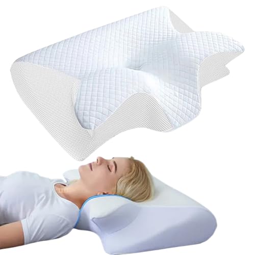 Ergo Z Pillow Breathable 100% Memory Foam Pillows, 2 in 1 Ergo Pillow, Snoring Relief, Not Stuffy, Lightweight, Memory Foam Pillows for Side & Back Sleepers (White 1 Set)