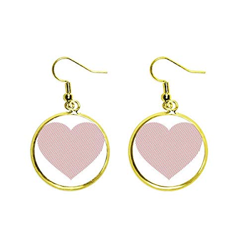 Pendientes de San Valentín con baño de oro y líneas rojas para mujer