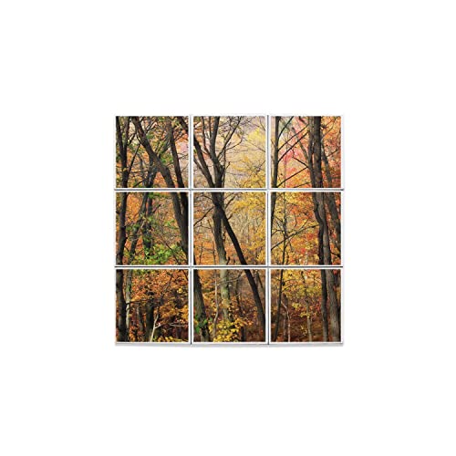 Carreaux céramique décoratif 10,8x10,8 cm lot de 9 Forêt d'Automne mural