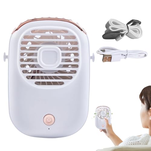 Ventilateur manuel personnel | Refroidisseur de cou rapide avec dragonne de transport, rechargeable par USB, ventilateur de table pour la maison, le travail, l'intérieur et l'extérieur, femmes, hommes