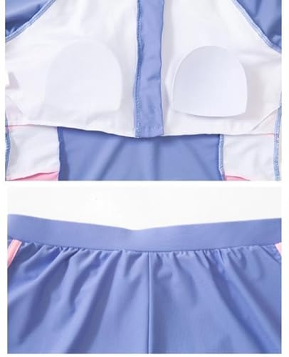 JadeRich Teen Girls Two Pieces Long Sleeve Rash Guard Swimsuit Zipper Front Surfing Bathing Suit Modest Swimwear3