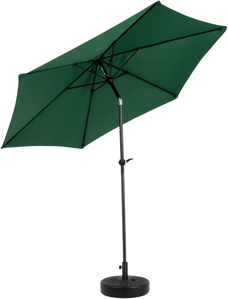 9ft Patio Umbrella Round Market Table Patio Umbrella Outdoor Table Umbrella with Push Button Tilt Crank Market Umbrella for 6 Sturdy Ribs,Deck, Backyard, Pool (Base Not Included)