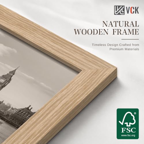 Image of VCK 18x24 Poster Frames Natural Oak - Wide Border Wood Picture Frame, Multi-Directional Display Family Photos, Office Prints, Studio /Gallery Artwork, Woodgrain Series, Wall Hanging, Set of 6