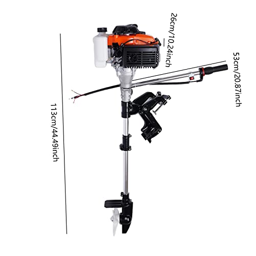 Outboard Motor, 4HP 4 Stroke Outboard Motor Tiller Shaft Boat Engine, Fishing Boat Engine Single Cylinder Air-Cooling (4 Stroke 4HP) - Thumbnail 4