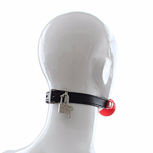 Iefiel Pu Leather Paly Buckle Belt Silicon Mouth Ball Open Breathable Mouth Gag For Men Woman (Red With Locks) #TOP6
