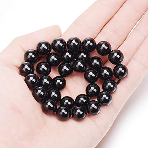 Image of Natural Black Tourmaline Gemstone Round Beads 15.5 inch 4mm 6mm 8mm 10mm 12mm A Grad (10mm)