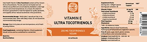 Kala Health Ultra Tocotrienol 200Mg Vitamin E Vegan – All 4 Tocotrienols - Tocopherol Free - Supports Immune Health & Antioxidant Health Tocotrienols Supplement #TOP2