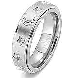 DURSI Moon Star Spinner Anillo Fidget Ansiedad Preocupación Anillos para Mujeres Niñas Acero Inoxidable Compromiso Boda Banda con Diamantes CZ Plata Oro Rosa 6mm, 11, Matel, circonita,