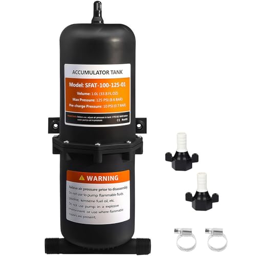 Image of Pre-Pressurized RV Accumulator Tank 1L 125PSI with 1 /2 MNPT Port Fitting,Reduced Pump Cycling,Flow Control Inner Bladder,Suitable for RV, Boat, Travel Trailer, Caravan