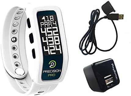 Precision Pro Golf GPS Band (White) Bundle with PlayBetter USB Wall Charging Adapter