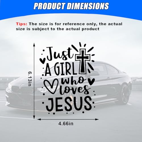 Image of Just A Girl Who Loves Jesus Decal Car Sticker, 6.1 inchx4.6 inch Jesus Cross Vinyl Sticker Car Bumper Decal, Waterproof Auto Exterior Decoration Decals for Cars, Truck, Wall, Window, Laptop (Black)