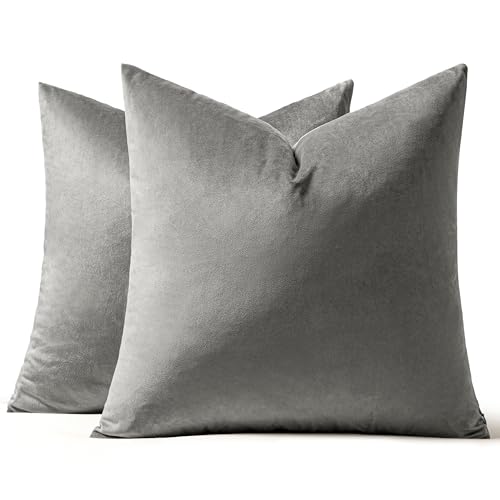 Image of MIULEE Pack of 2, Velvet Soft Soild Decorative Square Throw Pillow Covers Set Cushion Cases Pillowcases for Sofa Bedroom Car18 x 18 inch 45 x 45 cm