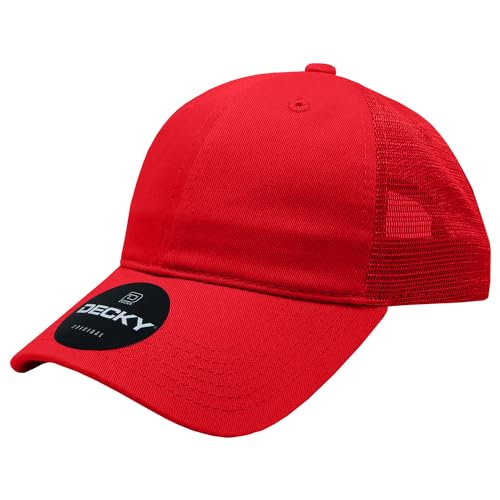 Casquette camionneur rouge en coton décontracté à 6 panneaux pour femme