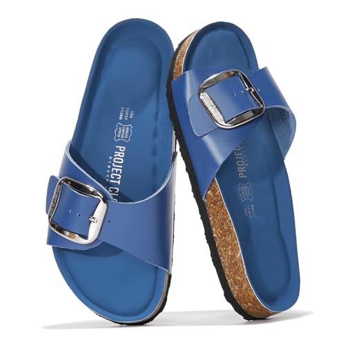 Image of Project Cloud 100% Genuine Leather Sandals Women Dressy Beach Essentials Slides for Women Footwear - Lightweight with Memory Foam Insole Sandals for Women 2026 - Womens Slides