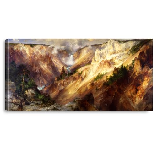 A&T ARTWORK Grand Canyon of the Colorado River by Thomas Moran The World Classic Art Reproductions, Giclee Canvas Prints Wall Art for Home Decor, 36X18 inches