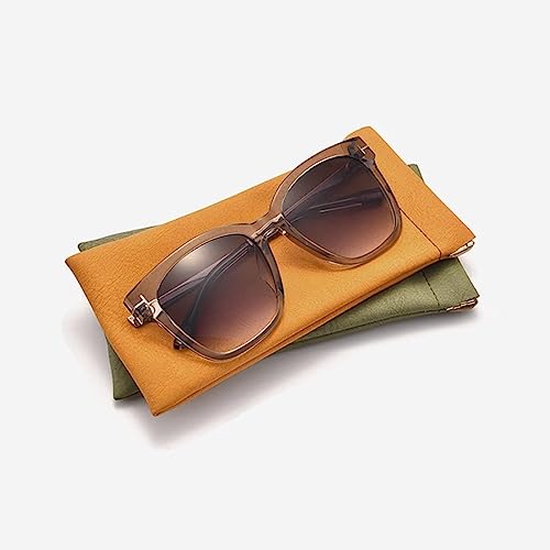 Image of 3 Pack Leather Eyeglasses Cases PU Soft Sunglasses Pouch Squeeze Top Portable Glasses Cases for Men Women