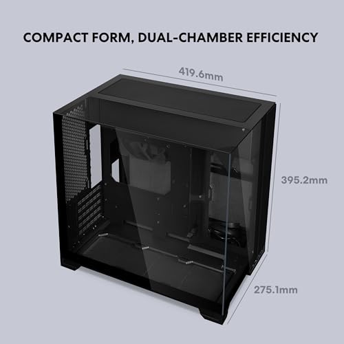 Image of Lian Li O11 Vision-M mATX PC Case, 1 x 140mm Fan, High-Airflow, Black | 410mm GPU | Second Chamber AIO Design | Triple Tempered Glass Panels | Supports 360mm AIO & ATX PSUs (O11VMX)