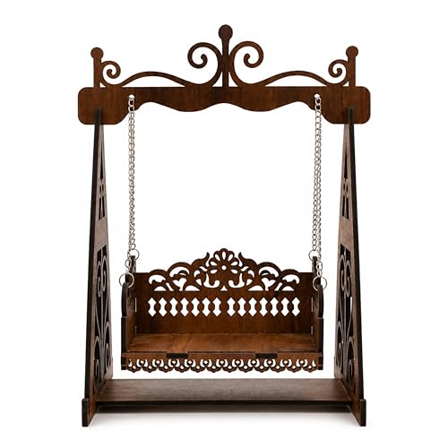 Best Janmashtami Decorations from Amazon India 22 Premium Wooden Jhula for Laddu Gopal & Pooja Idols - White Oak Fi...