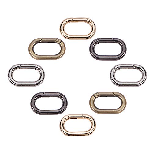 PH PandaHall 8 pcs 4 Colors Zinc Alloy Key Clasps Spring Oval Carabiner Snap Clip Hook Trigger Spring Keyring Buckle for Bags Purses Keychain