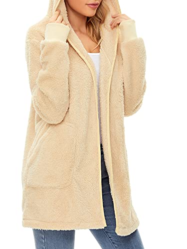 Image of Century Star Women Fleece Cardigan Hooded Loose Fuzzy Cardigan Coat Womens Fuzzy Jacket Outwear