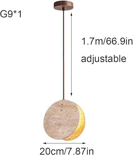 Miniatura 6 de Lámparas colgantes redondas de 7.87 pulgadas, iluminación colgante de techo de piedra natural de mediados de siglo, lámpara de techo de cúpula de