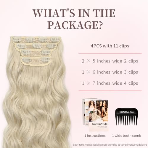 Image of KooKaStyle Wavy Thick Clip in Hair Extensions 24 inch Platinum Blonde