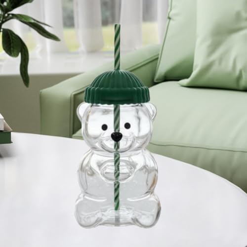 Image of Bear Glass Cup Drink Bottle Adorable Drinking Cup for Kitchen Party Home Bar