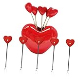 ZUNOXAZ Juego de 10 Tenedores para Postre y Fruta Resina y Metal con Base Forma de Corazón Utensilios Pequeños para Aperitivos Ideales para Servir Pasteles Helados y Queso