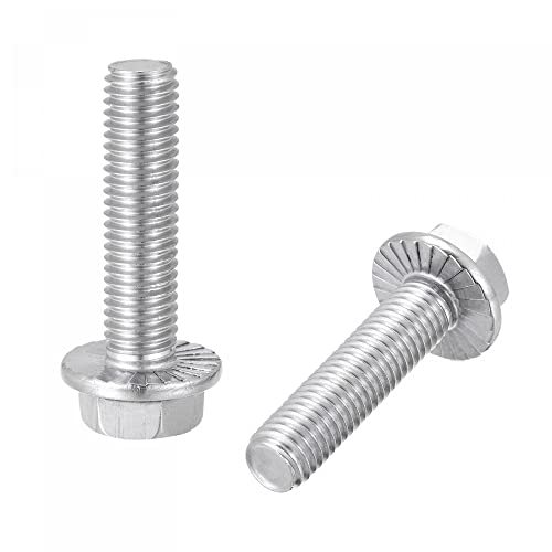 Image of uxcell M10x40mm Hex Serrated Flange Bolts Screws Metric Thread 304 Stainless Steel 6pcs