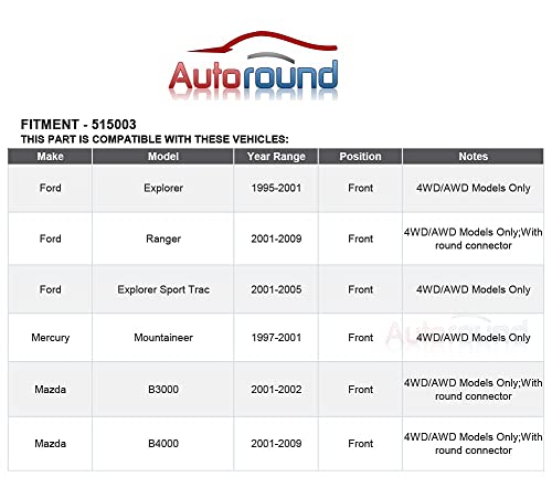 Autoround 515003 (4X4) Front Wheel Hub And Bearing Assembly Replacement For Ford Explorer, Ranger, Mercury Mountaineer, Mazda B3000, B4000 #TOP2