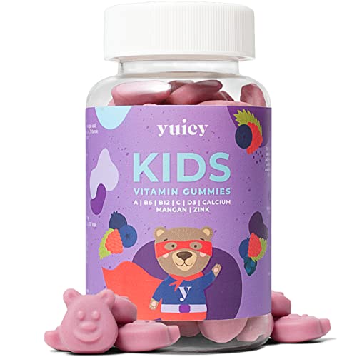 Hochdosierte Multivitamin Kids Gummibärchen + Calcium + 8 Vitamine. Für ein gesundes Immunsystem - Kinder ab 2 Jahre - Vegan - Made in Germany - yuicy (60 Stk.) Cover