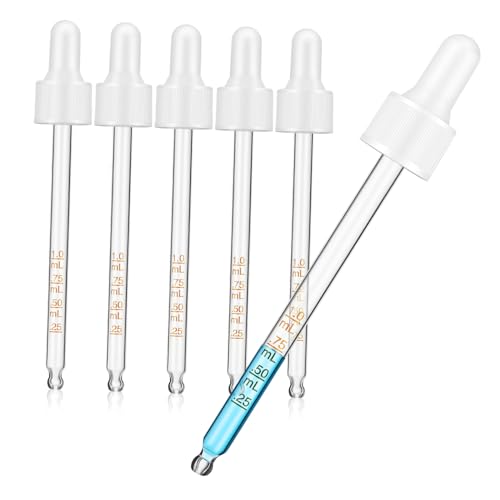 CIYODO 6pcs Essential Oil Droppers Glass Droers Pipettes for Oils Graduated Markings