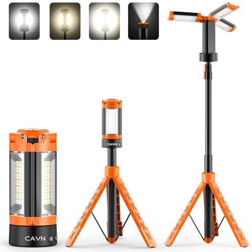 Lampe de camping rechargeable CAVN 10000mAh avec support et éclairage LED variable 2200 lumens