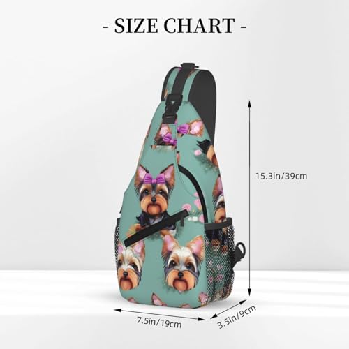 Mochila cruzada urbana Yorkie con estampado floral miniatura 3