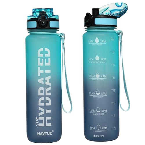 Image of Water Bottle 32 oz Motivational Time Marker Tritan Bottle