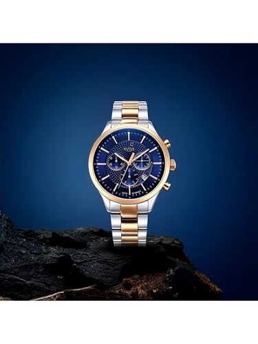 Image of Xylys Quartz Chronograph Blue Dial Two Toned Stainless Steel Strap Watch for Men