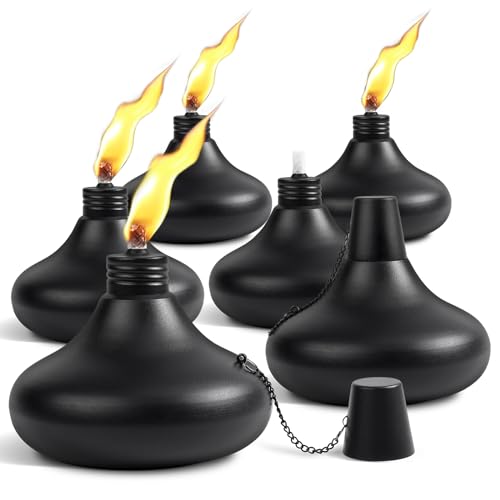 SNOGSWOG Verbesserte Tischfackeln 6 Stück, 680 g Citronella-Kerzen für den Außenbereich, Metall-Tischfackeln für draußen, nachfüllbare Fackel Laternen für Terrasse, Hof, Deck, Garten, Party