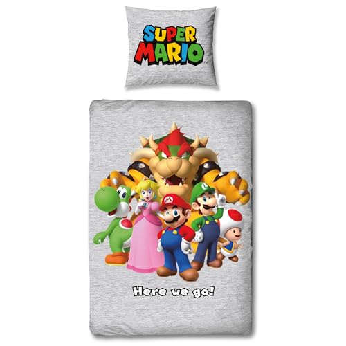 Bettwäsche Super Mario 135x200 + 80x80 deutsche Größe Nintendo Mario Luigi & Friends Teenager Kinder-Bettwäsche