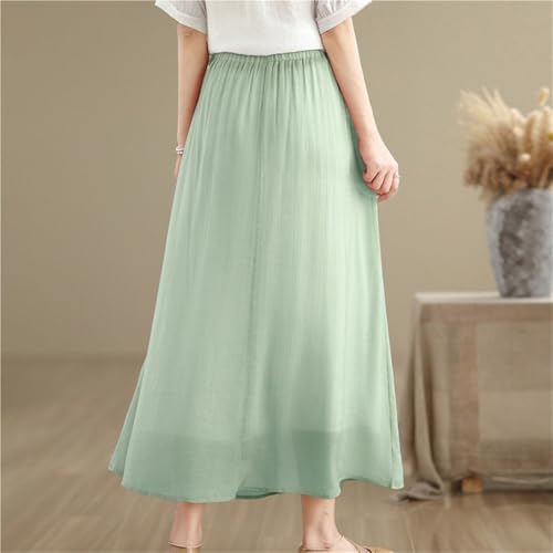 Women's Casual A-Line Big Swing Maxi Skirt Elastic High Waist Pleated Hem Flowy Long Skirts for Summer Beach Vacation4