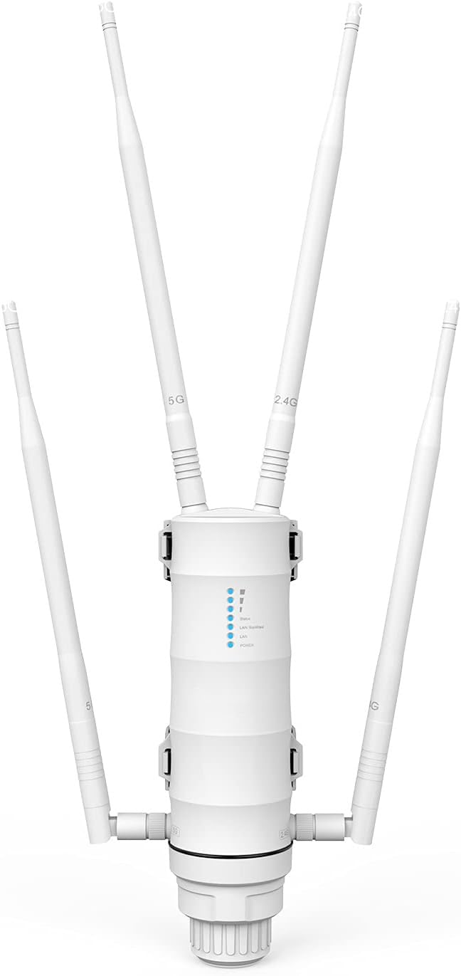 Outdoor WiFi Extender, AC1201 Dual Band 2.4G 5G, PoE Powered, 2 Gigabit Ports, 4x7dBi Antenna