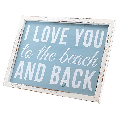 Barnyard Designs 'I Love You to the Beach' Coastal Nautical Wood Framed Print - Ocean Summer Theme Home Decor Bathroom Wall Sign, 16” x 12” - Image 4